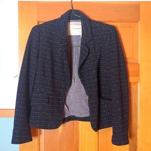 Anthropologie Cartonnier Women's Navy Tweed Blazer Size 4 Medium